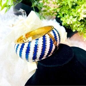 Gorgeous Blue-White & Goldtone Kimmy Stripe Cuff Designed by Amrita‎ Singh